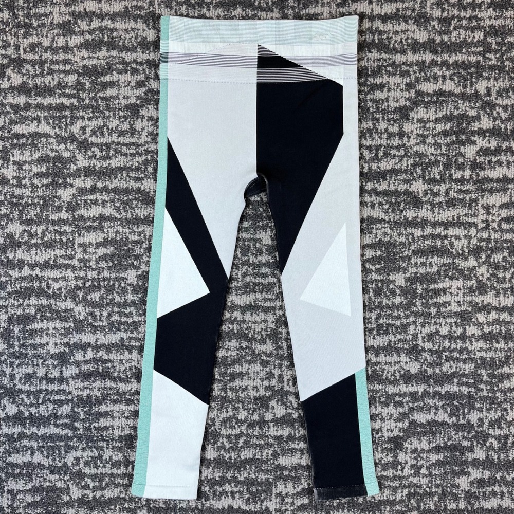 Nike Leggings Womens Large Black White Mint Geometric Colorblock Dri-FIT CJ4135